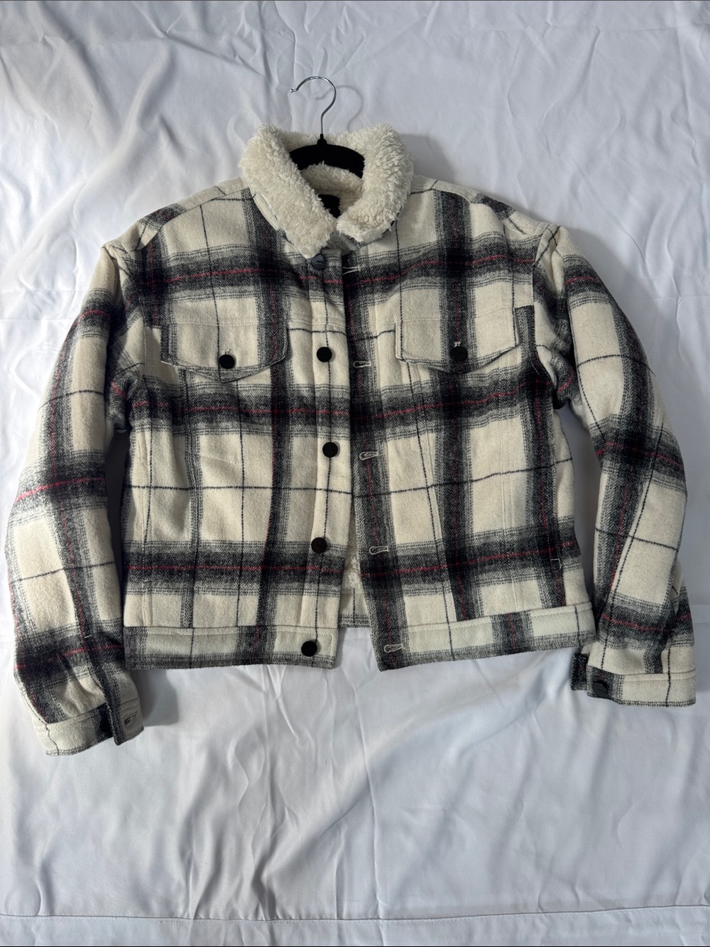 Joe’s Jeans Ally 90’s Plaid Jacket Sherpa Collar XS NWOT